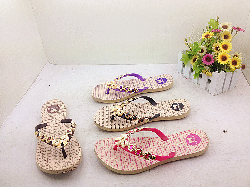 PVC strap with bow  trim comfortable insole new PCU slippers